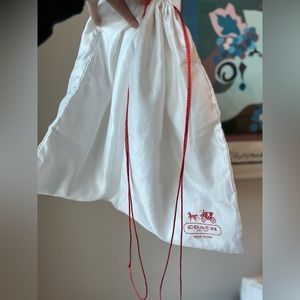 Coach dust bag drawstring white + red 23.5” x 19” good condition